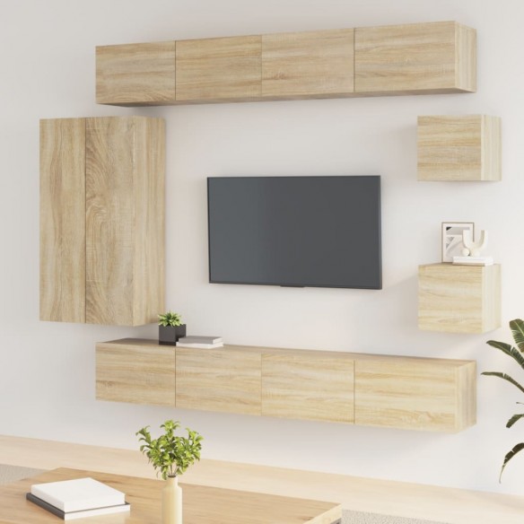 Ensemble de meubles TV 8 pcs Chêne sonoma Bois d'ingénierie