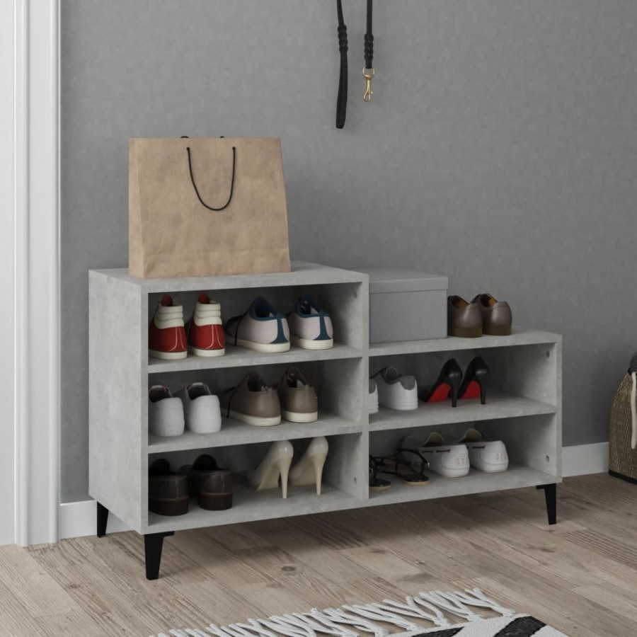 Armoire à chaussures Gris béton 102x36x60 cm Bois d'ingénierie