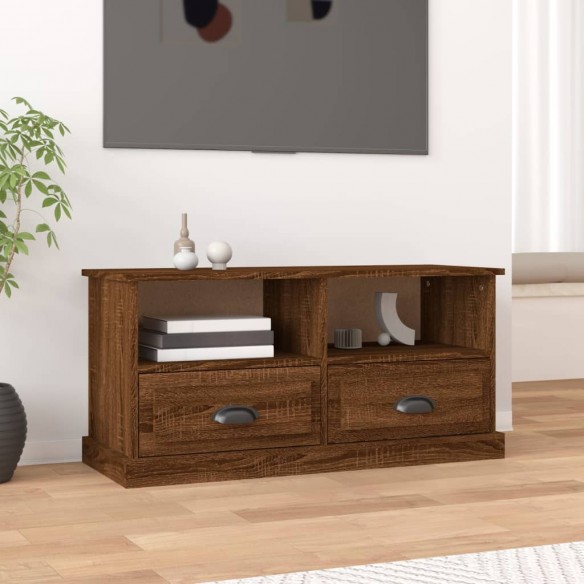 Meuble TV chêne marron 93x35,5x45 cm bois d'ingénierie