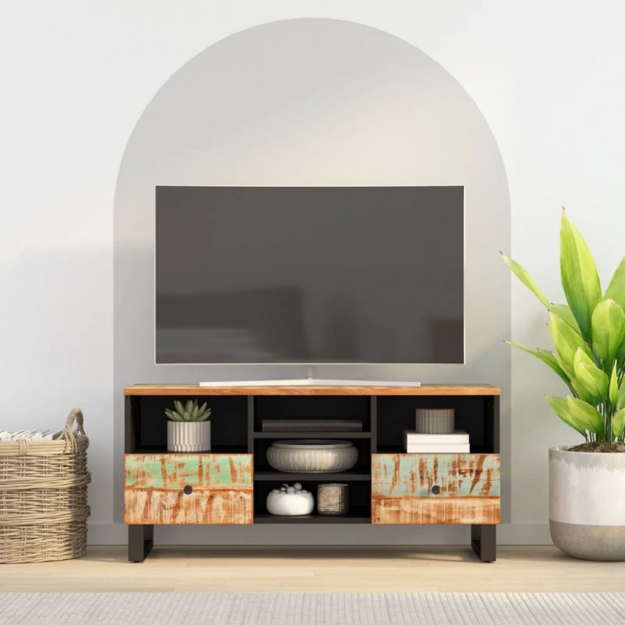 Meuble TV 100x33x46 cm bois de récupération et d'ingénierie