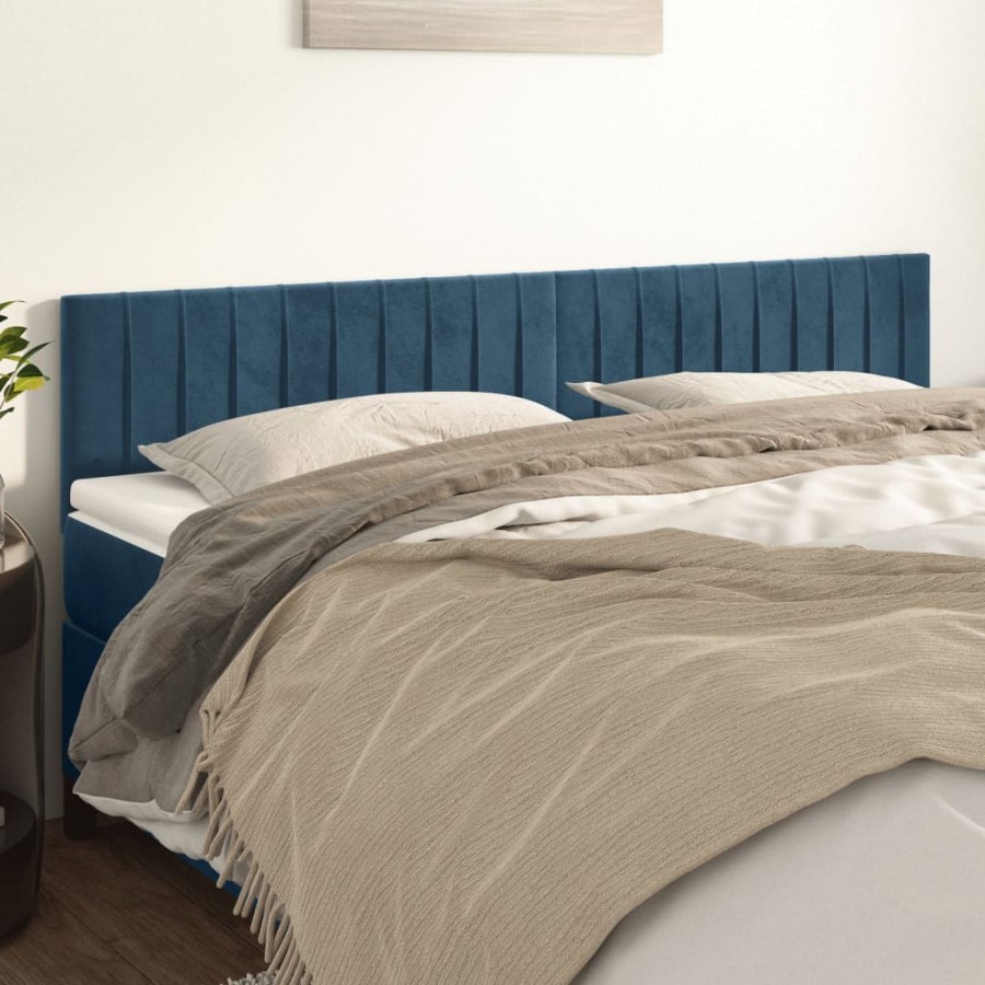 Têtes de lit 2 pcs Bleu foncé 100x5x78/88 cm Velours