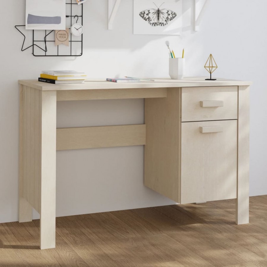 Bureau HAMAR Marron miel 113x50x75 cm Bois massif de pin