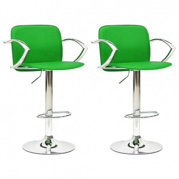 Tabourets de bar lot de 2 vert cuir artificiel