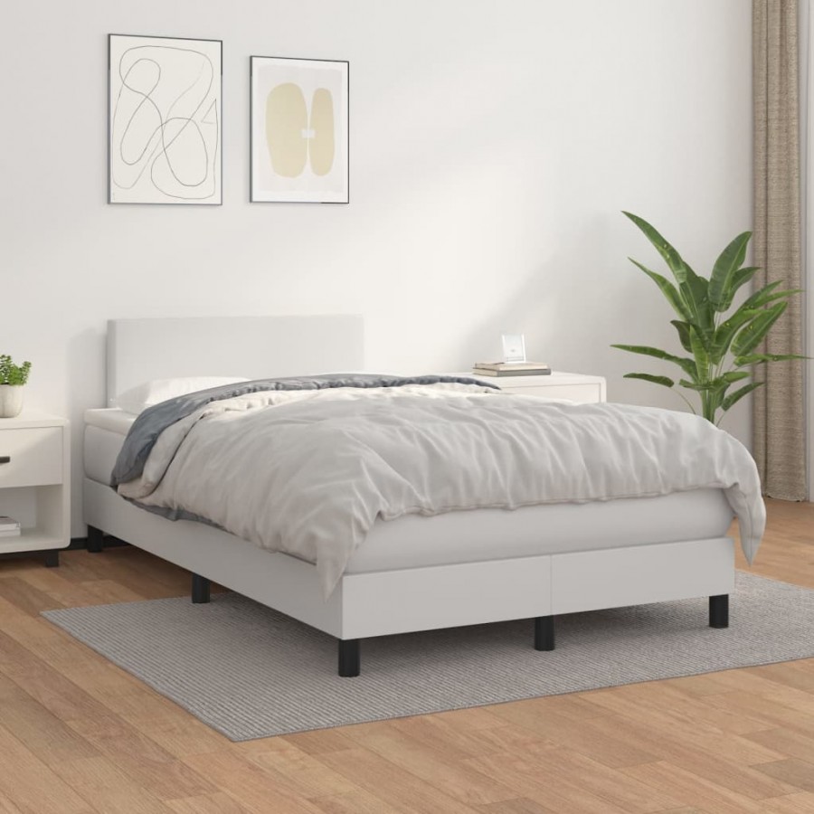 Cadre de lit avec matelas Blanc 120x200cm Similicuir