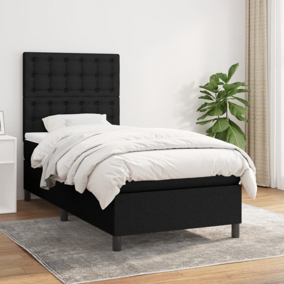 Cadre de lit avec matelas Noir 100x200 cm Tissu