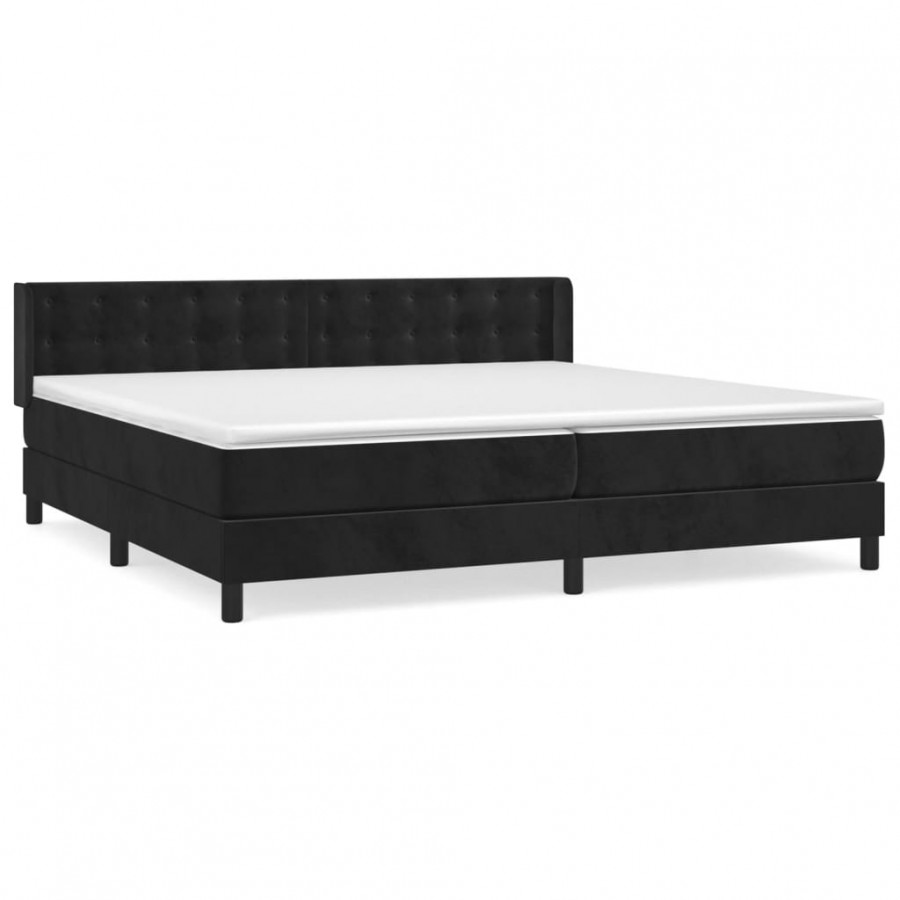 Cadre de lit et matelas Noir 200x200 cm Velours