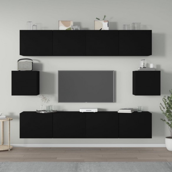 Ensemble de meubles TV 6 pcs Noir Bois d'ingénierie