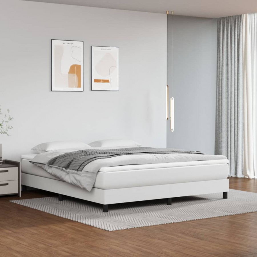 Cadre de lit avec matelas Blanc 180x200cm Similicuir