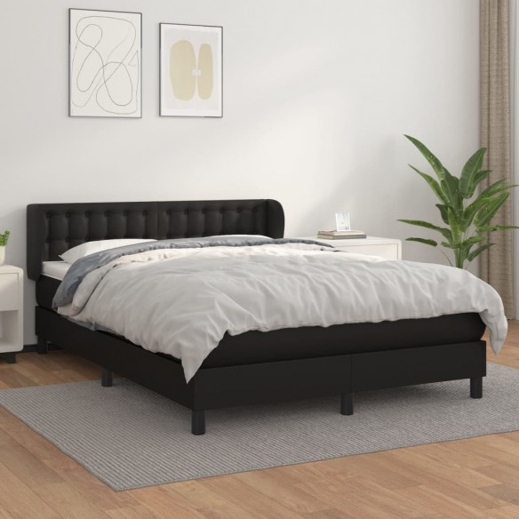 Cadre de lit avec matelas Noir 140x200 cm Similicuir