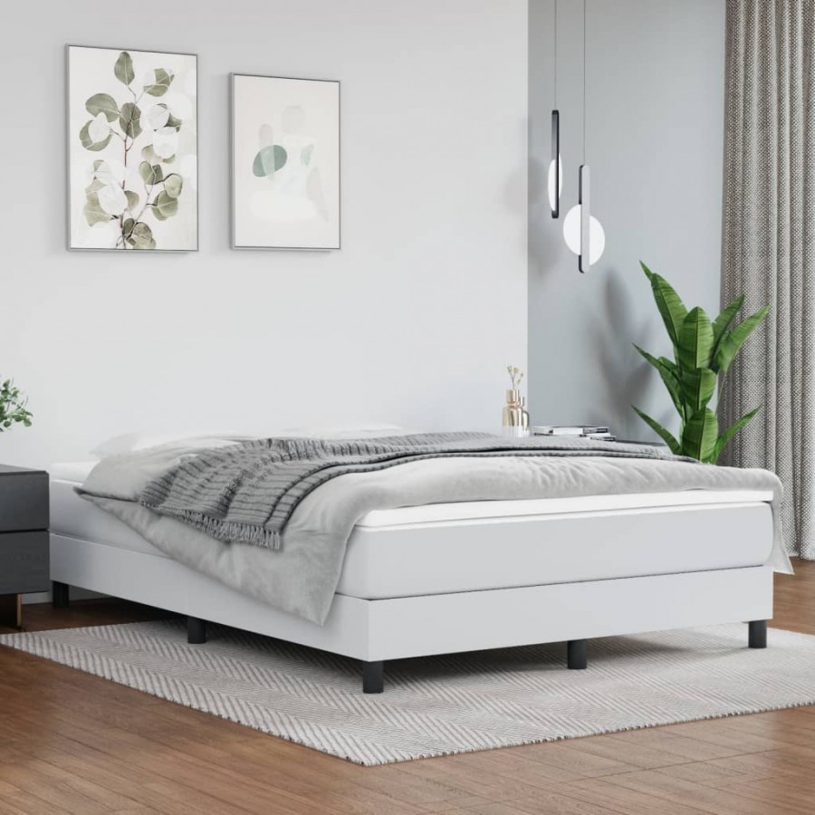 Cadre de lit avec matelas Blanc 140x200cm Similicuir