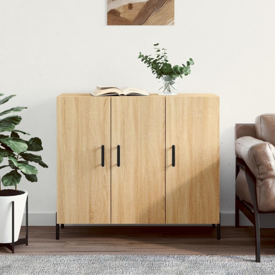 Buffet chêne sonoma 90x34x80 cm bois d'ingénierie