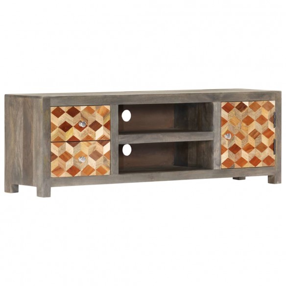 Meuble TV Gris 120 x 30 x 40 cm Bois massif de manguier