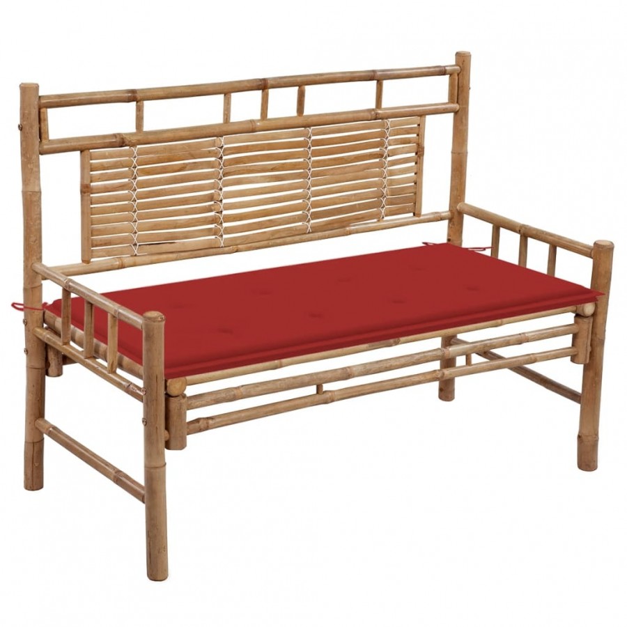 Banc de jardin avec coussin 120 cm Bambou