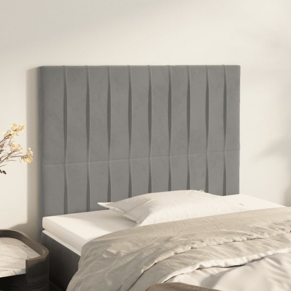 Têtes de lit 2 pcs Gris clair 90x5x78/88 cm Velours