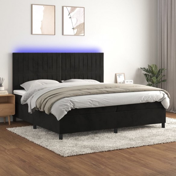 Cadre de lit matelas et LED Noir 200x200 cm Velours