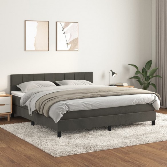 Cadre de lit et matelas Gris foncé 180x200cm Velours