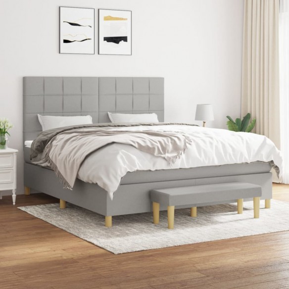 Cadre de lit avec matelas Gris clair 160x200cm Tissu