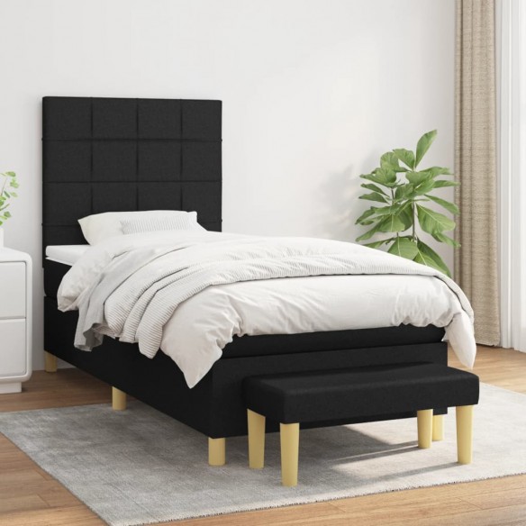 Cadre de lit avec matelas Noir 90x200 cm Tissu