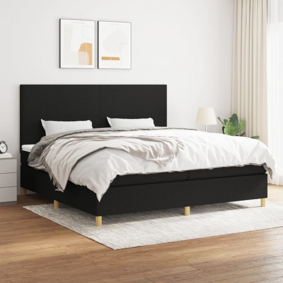 Cadre de lit avec matelas Noir 200x200 cm Tissu