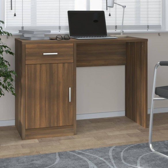 Bureau avec tiroir et armoire Chêne marron 100x40x73 cm