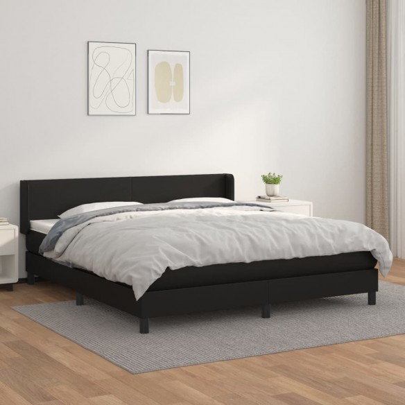 Cadre de lit avec matelas Noir 180x200 cm Similicuir