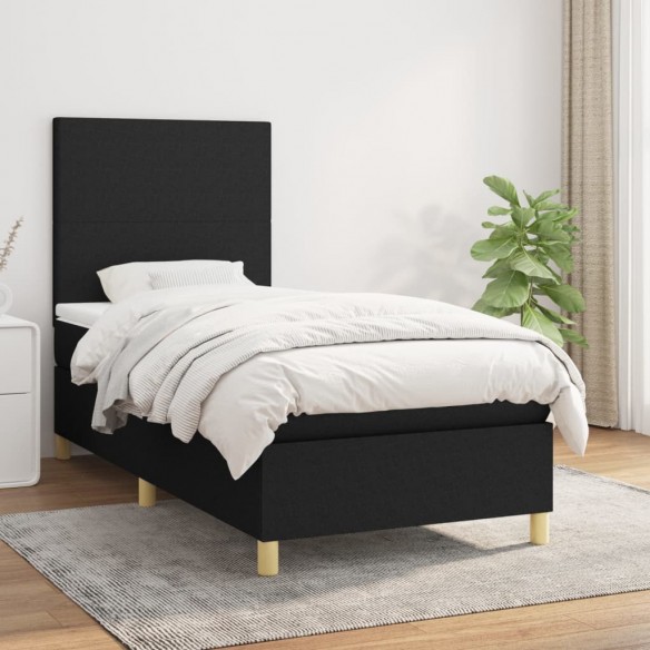 Cadre de lit avec matelas Noir 90x200 cm Tissu