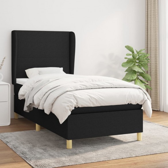 Cadre de lit avec matelas Noir 90x190 cm Tissu