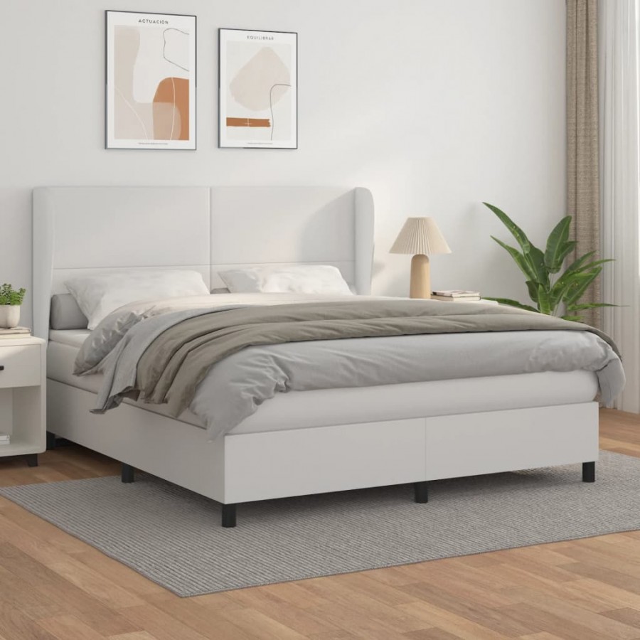 Cadre de lit avec matelas Blanc 180x200cm Similicuir