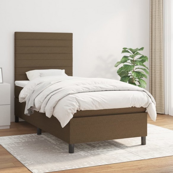 Cadre de lit avec matelas Marron foncé 100x200 cm