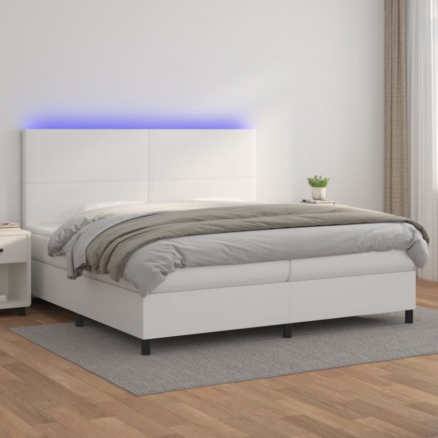 Cadre de lit avec matelas et LED Blanc 200x200 cm