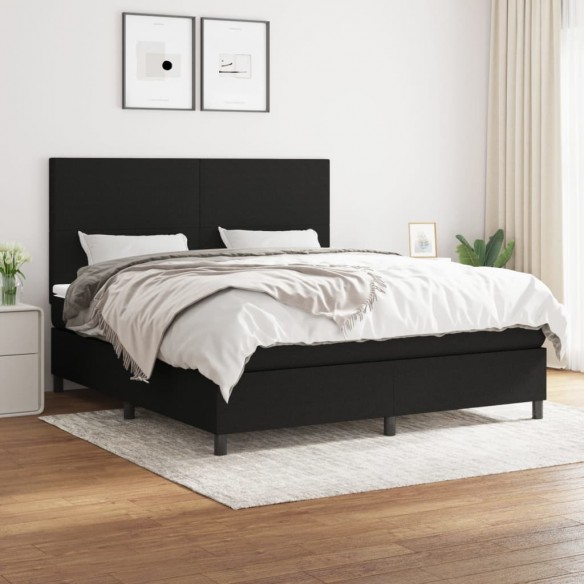 Cadre de lit avec matelas Noir 180x200 cm Tissu