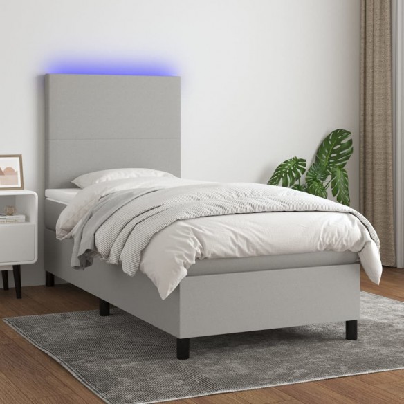 Cadre de lit avec matelas et LED Gris clair 80x200cm