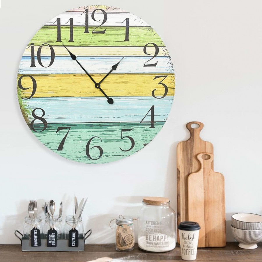 Horloge murale Multicolore 60 cm MDF