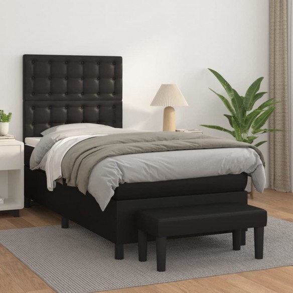 Cadre de lit avec matelas Noir 90x190 cm Similicuir