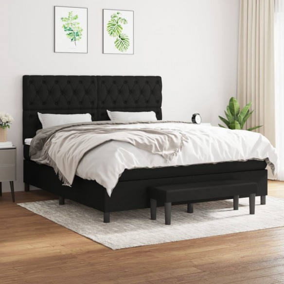 Cadre de lit avec matelas Noir 160x200 cm Tissu