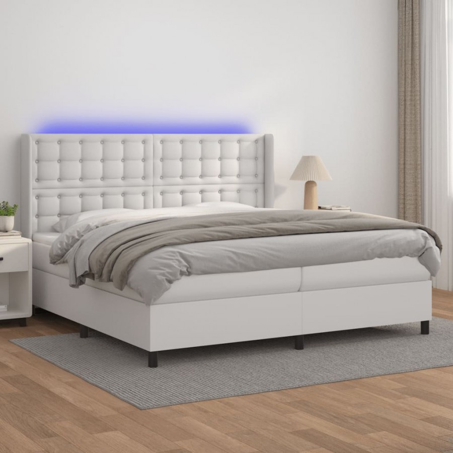 Cadre de lit matelas LED Blanc 200x200 cm Similicuir