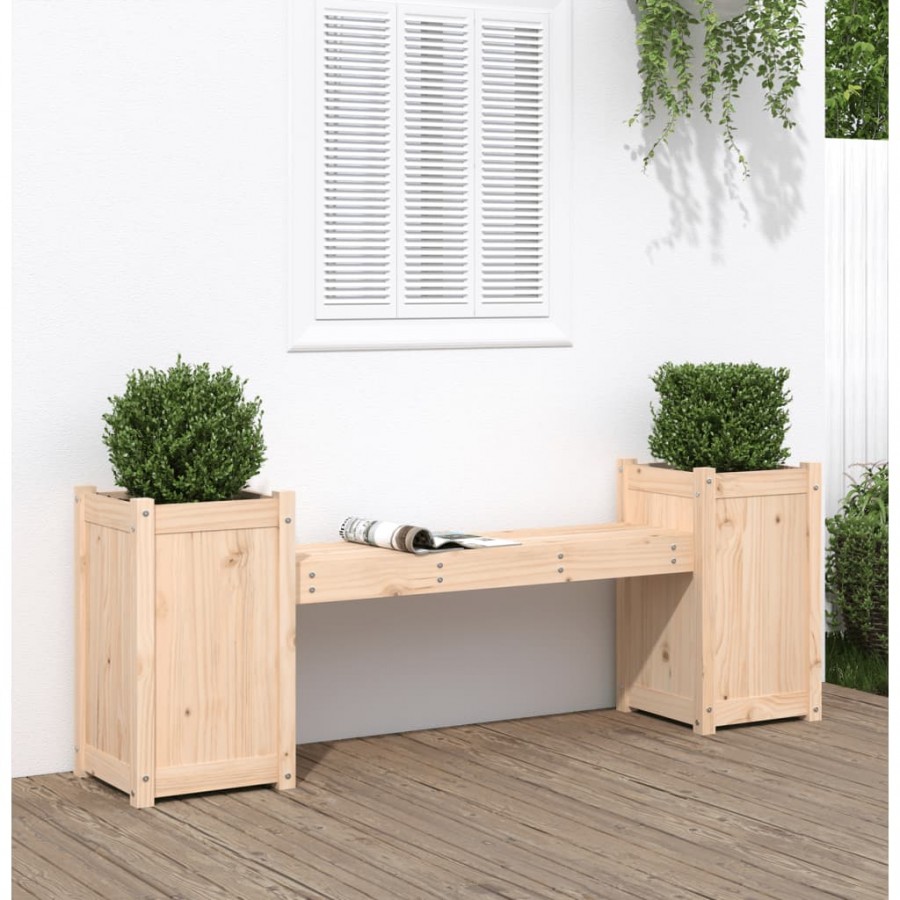 Banc avec jardinières 180x36x63 cm bois massif de pin