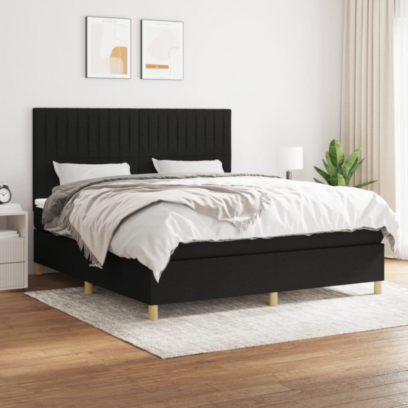 Cadre de lit avec matelas Noir 160x200 cm Tissu