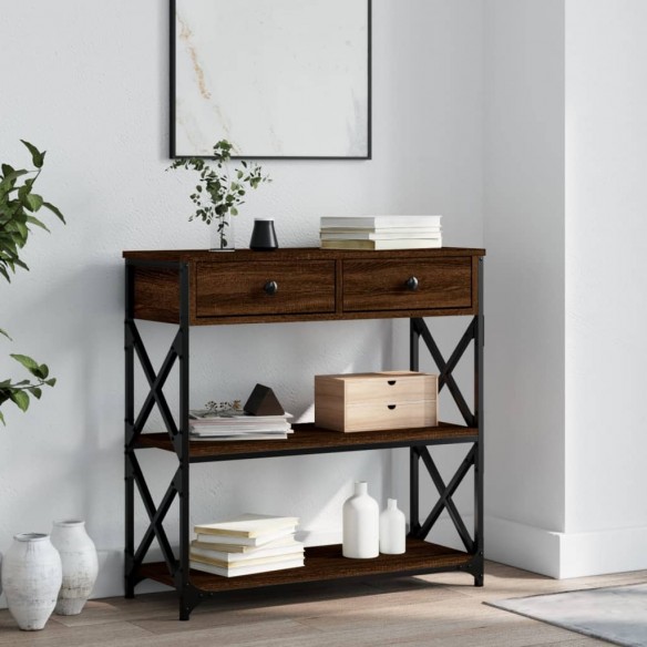 Table console chêne marron 75x28x75 cm bois d'ingénierie