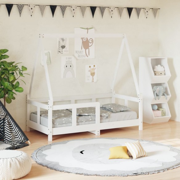 Cadre de lit pour enfant blanc 70x140 cm bois de pin massif