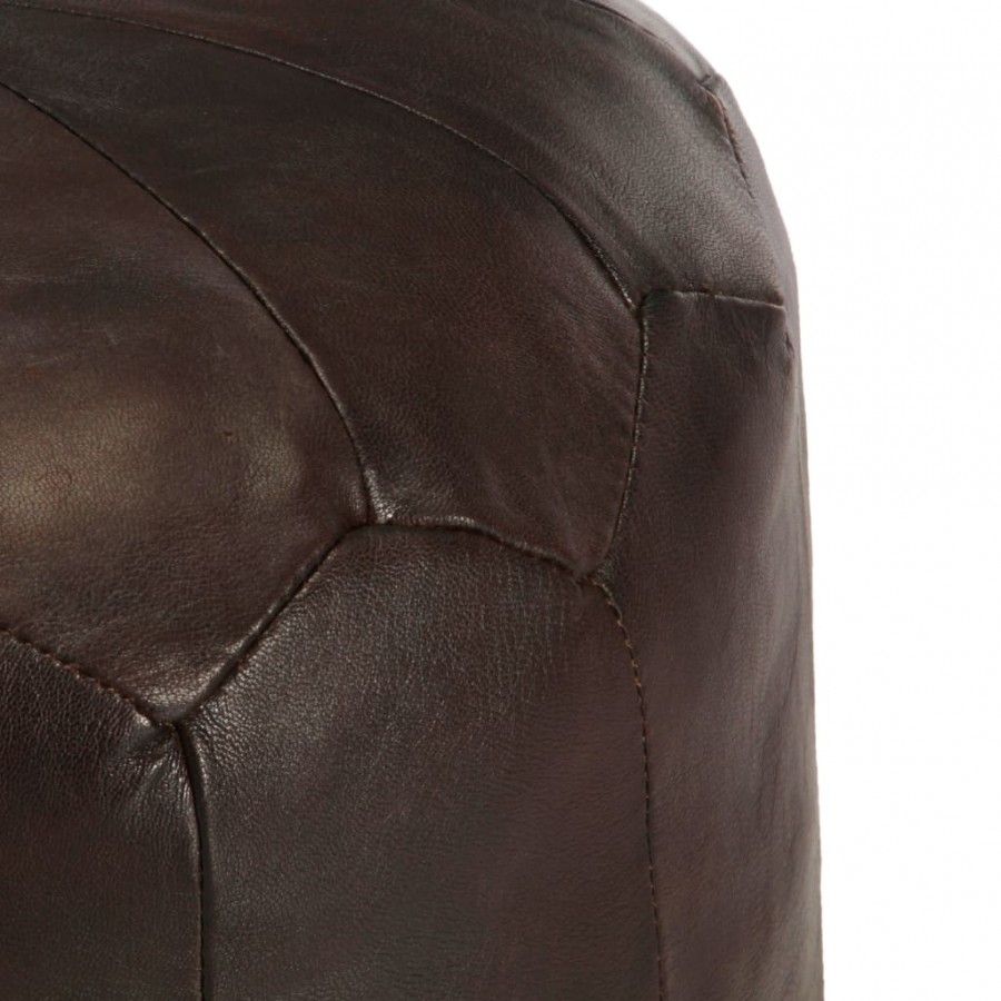 Pouf 40 x 35 cm Marron foncé Cuir véritable de chèvre