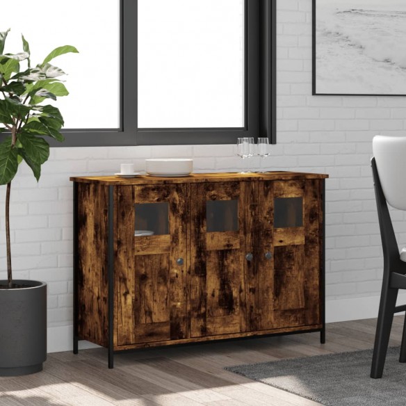 Buffet chêne fumé 100x35x70 cm bois d'ingénierie