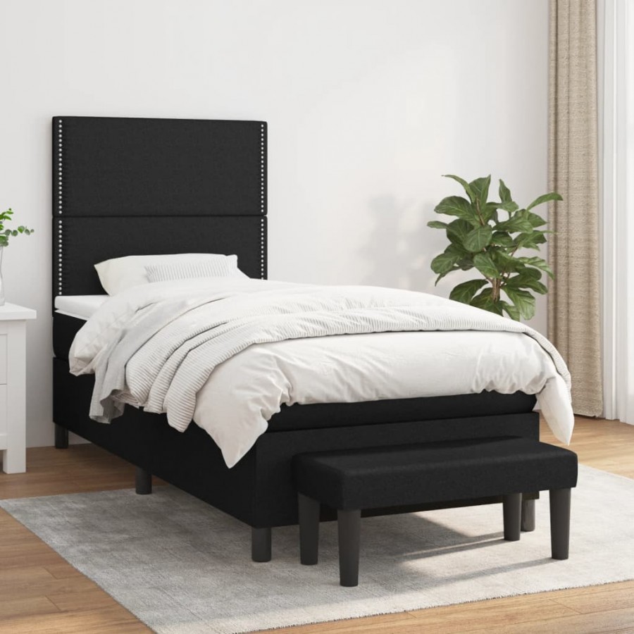 Cadre de lit avec matelas Noir 90x200 cm Tissu