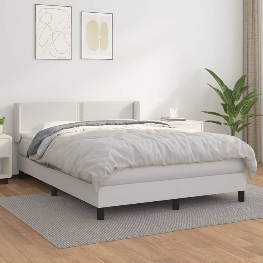 Cadre de lit avec matelas Blanc 140x200cm Similicuir