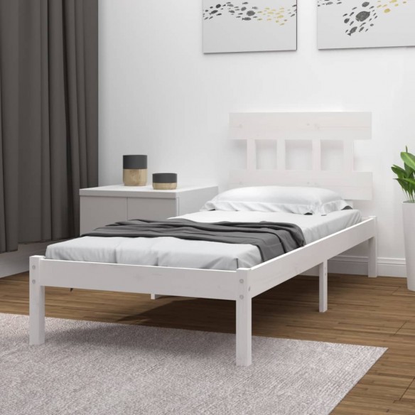 Cadre de lit Blanc Bois massif 90x190 cm Simple