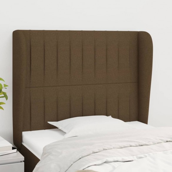 Tête de lit avec oreilles Marron foncé 93x23x118/128 cm Tissu