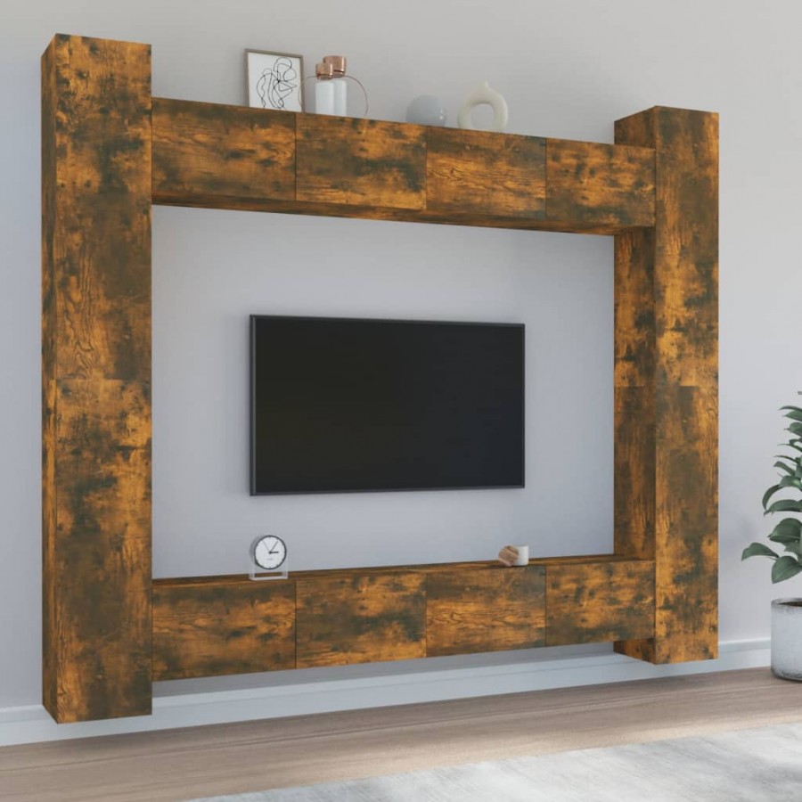 Ensemble de meubles TV 8 pcs Chêne fumé Bois d'ingénierie