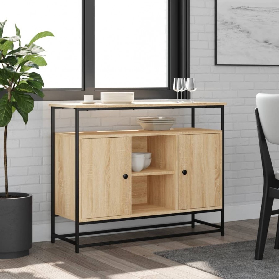 Buffet chêne sonoma 100x35x80 cm bois d'ingénierie