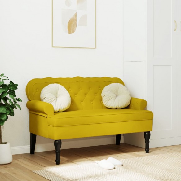 Banc avec dossier jaune 119,5x64,5x75 cm velours