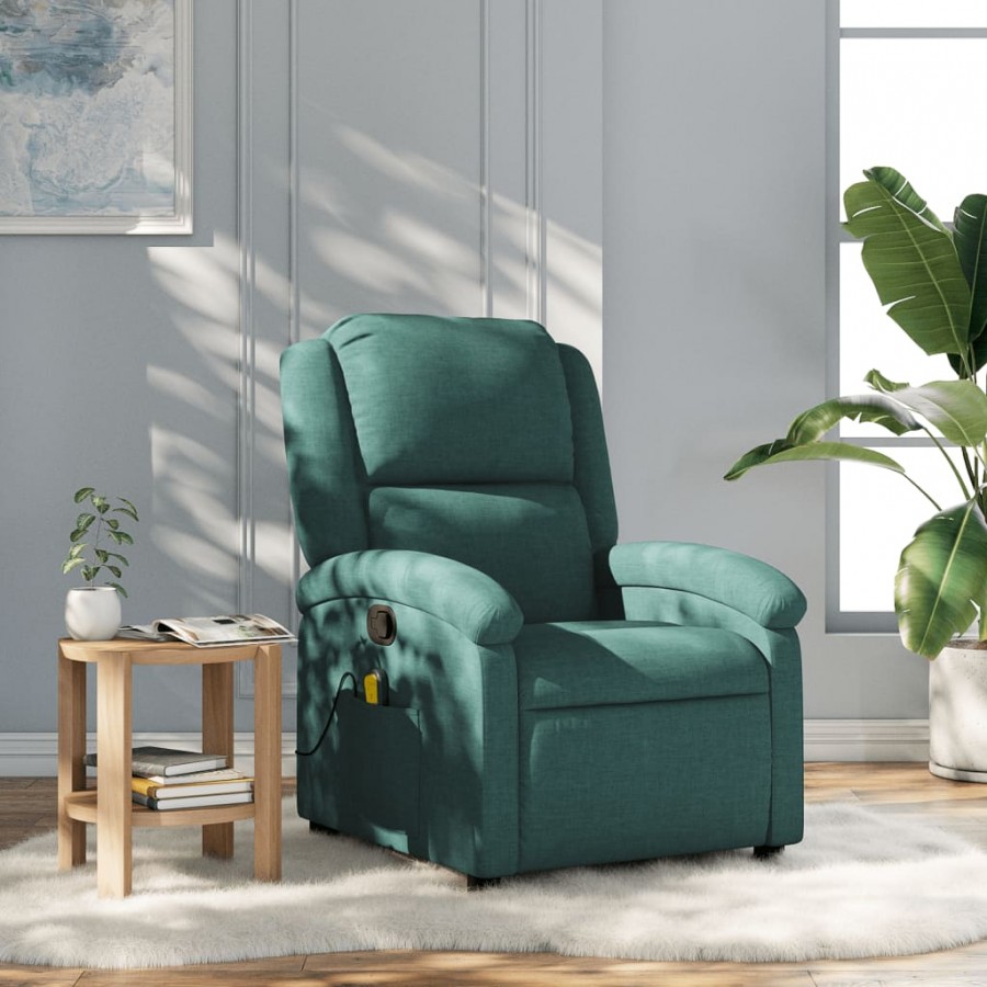 Fauteuil de massage inclinable Vert foncé Tissu